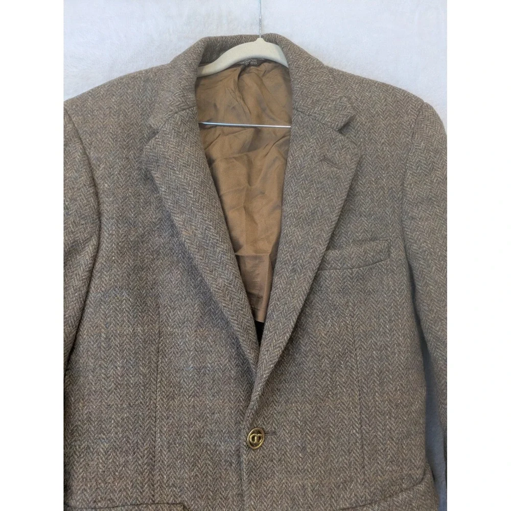 Botany 500 Blazer Men's M Brown Herringbone 2-Button Wool Tweed Sport Coat